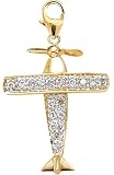 14k Gold Diamond Airplane Charm (1/10 cttw)