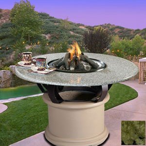 California Outdoor Concepts Del Mar Chat Height Black Grill Table - Sunset Gold Granite