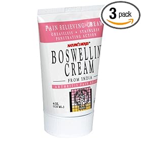 Twinlab Nature's Herbs Boswellin Cream, Arthritis Pain Relief, 4 Ounce (120 ml) (Pack of 3)