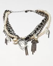 Bebe Chain and Pearl Charm Necklace