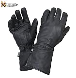 Men's Black Leather Premium Gel Padded Gauntlet Riding Gloves