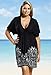 swimsuitsforall Women's Plus Size Black Boho Silver Foil Kimono Dress