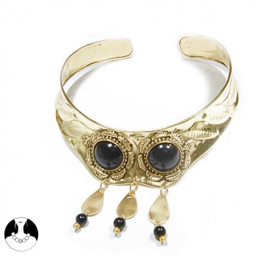 SG Paris Choker Gold and Black Glass Dore Necklace
