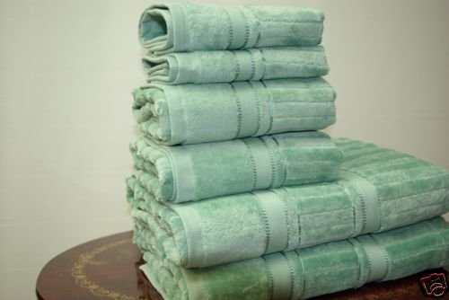 6pc Annabell Jade Striped Bath Towel Set 100% Egyptian Cotton by sheetsnthings