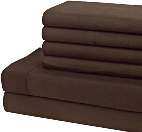 1800 Series Egyptian Collection Solid Microfiber 6 Piece Sheet Set (Queen,Chocolate)