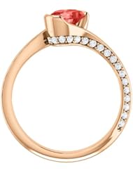 18K Rose Gold 7.00x5.00mm Oval Cut Chatham Created Padparadscha Sapphire and Diamond Ring -- LIFETIME WARRANTY
