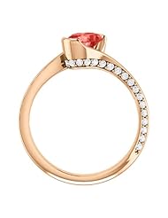 10K Rose Gold 7.00x5.00mm Oval Cut Chatham Created Padparadscha Sapphire and Diamond Ring -- LIFETIME WARRANTY