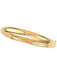 7" 14K Yellow Gold 6.0mm (1/4") Plain Polished Round Domed Classic Bangle Bracelet w/ Clasp