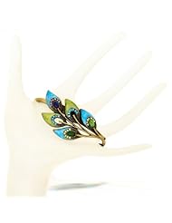 La Contessa Jeweled Peacock Feather Cuff Bracelet by Mary DeMarco - B8871