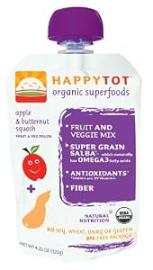 HAPPYBABY Happy Tot,  Butternut Squash and Apple, 4.22  Ounce Pouch (Pack of 16)