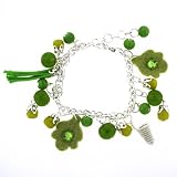  : Silver Tone Light Green Charm Bracelet