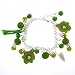 Silver Tone Light Green Charm Bracelet