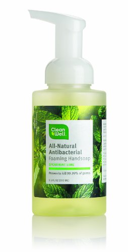 Cleanwell All Natural Anti Bacterial Foaming Hand Soap, Spearmint Lime, 9.5-Ounce Bottle (Pack of 4)