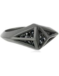 Sam Edelman Open Cage Matte Hematite Colored Pave Ring