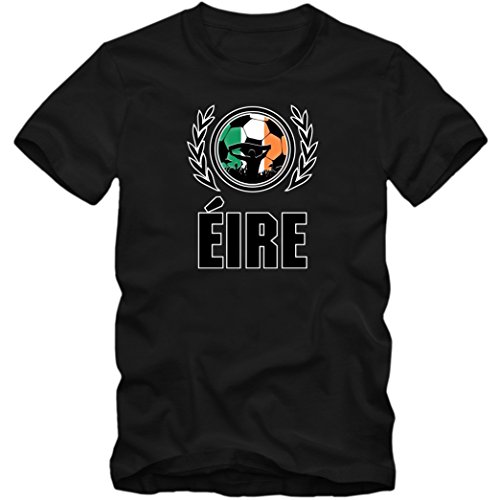 Irland EM 2016 #2 T-Shirt | Éire | Fußball | Herren Fanshirt | Trikot | Nationalmannschaft, Farbe:Schwarz (Deep Black L190);Größe:XL