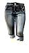 D&B Plus Size Women's Stretch Premium Black Denim Jeans Capri Pants