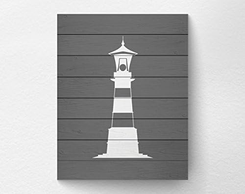 Nautical Lighthouse Art Print Poster Decor, Nautical Bathroom, Nautical Decor Beach Art - NOT REAL WOOD