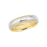 18K Yellow Gold and Platinum Comfort-Fit Milgrain Band