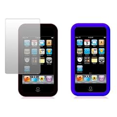 MaryCom Doppel Pack Silikon Case Weichschale H�lle Tasche f�r Apple iPod Touch2 Touch3 in Schwarz und Blau 8GB, 16GB, 32GB, 64GB + Gratis Displayschutzfolie / Silicon SB T3