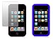 MaryCom Doppel Pack Silikon Case Weichschale H&uuml;lle Tasche f&uuml;r Apple iPod Touch2 Touch3 in Schwarz und Blau 8GB, 16GB, 32GB, 64GB + Gratis Displayschutzfolie / Silicon SB T3