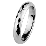 4mm Faceted Cobalt Free Tungsten Carbide COMFORT-FIT Wedding Band Ring for Men and Women (Size 5 to 15)
