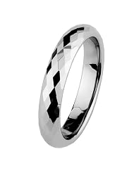 4mm Faceted Cobalt Free Tungsten Carbide Comfort-Fit Wedding Ring Ring for Men... by 
