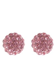 Dazzling 14K Yellow Gold Button Style Pink Crystal Post Back Earrings!