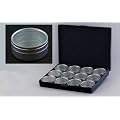 12 x Aludose in schwarzer Metallkassette - Aluminiumdose mit Klarsichtdeckel, Durchmesser 53 mm, Aluminium-Dose Aludose Alu-Dose Metalldose Dosenset Aufbewahrungsdose f�r Kleinteile Gew�rzdose Vorratsdose Aluminiumdosen Aluminium-Dosen Aludosen Alu-Dosen Metalldosen Aufbewahrungsdosen Gew�rzdosen Vorratsdosen
