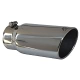 MBRP Mirror Polished Stainless Exhaust Tip Diesel Exhaust Tips 4 Inlet- 5 Exit Single Wall Rolled Edge Angle Cut- 12 Length