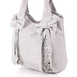 Hot-Fashion / Damen Tasche / Handtasche / SCHULTERTASCHE / TA-2011 / Synthetik in hochwertiger Leder Optik / Hellgrau