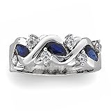14K White Gold Sapphire & Diamond Anniversary Band