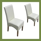 DEWSBURY Cream Ivory Dining Chairs Faux Leather Set of 2