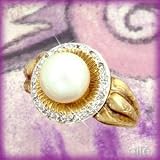 14K Cultured (Akoya) Pearl & Diamond Sunburst Ring