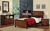 4pc Twin Size Bedroom Set Contemporary Style in Two-Tone Chestnut