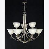 Delray Empire Silver 2 Tier 9 Light Chandelier with Faux Etched Alabaster Glass