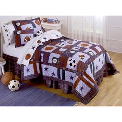 All Sports Twin Quilt with Pillow Sham