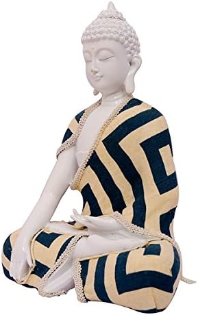 Indikala Indian Handmade White Meditating Buddha Ethnic
