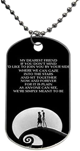 Dog Tag Oval Aluminum Nightmare Before Christmas Jack Sally OKking DIY ID Tag Dog Tag Pet Tag ID Necklace Pendant 1.33" x 2.2" X 0.70" inches
