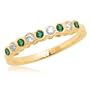 10k Yellow Gold Bezel-Set Round Emerald and Diamond Stack Ring, Size 6