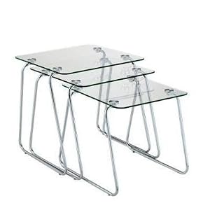 Nesting Side Tables - Set of 3 Slice Chrome Finish Metal Legs from Adesso