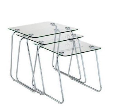 Nesting Side Tables - Set of 3 Slice Chrome Finish Metal Legs