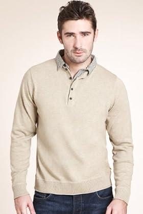North Coast Pure Cotton Grandad Neck Mock Jumper