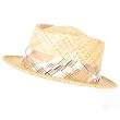 New 100% Raffia Straw Porkpie Wide Band Hat Natural Medium / Large