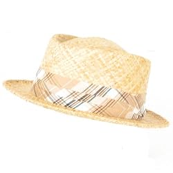 New 100% Raffia Straw Porkpie Wide Band Hat Natural Medium / Large