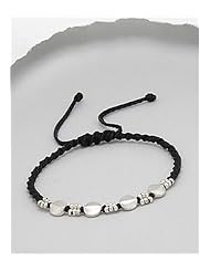 Cotton Waxed Thread Bracelet In Sterling Silver