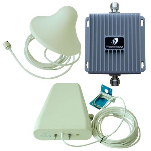 850MHz 2100MHz Cell Phone Signal Mobile Booster 65dB Gain Dual Band GSM/3G WCDMA LED CDMA With Indoor Ceiling And Outdoor Directional Antennas For Home Or Office Large Coverage