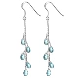 Sterling Silver Linear Glass Drop Earrings