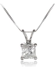 IGI-Certified 14k Gold Princess-Cut Diamond Solitaire Pendant Necklace (0.7 cttw, I-J Color, I1-I2 Clarity), 18"