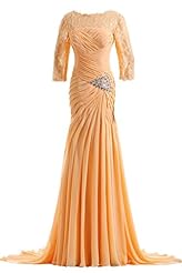 Modest Lace Chiffon Mother-of-the-Bride Dress 