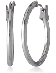 Duragold 14k White Gold Polished Hoop Earrings, (0.7" Diameter)